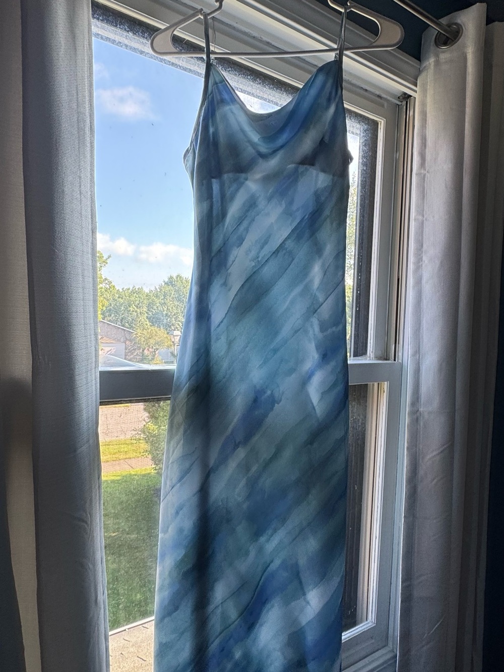 Blue Watercolor Slip Dress